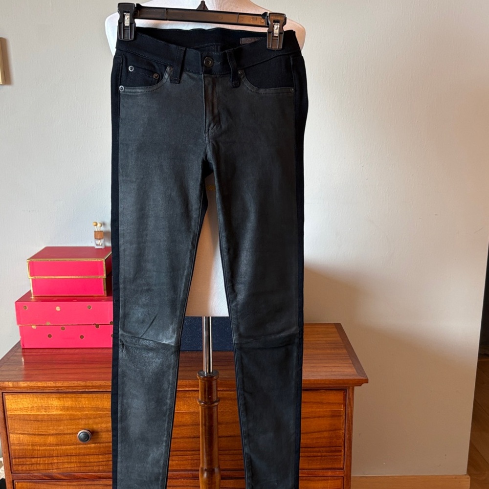 Black Jeans with Lamb Leather Front Panels